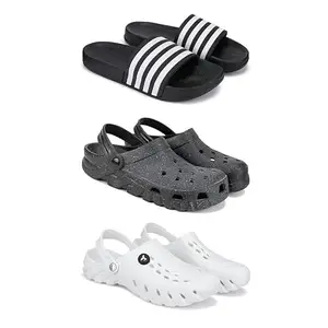 Lightweight Classic SliderSandals with Clogs for Men-Combo(3)-3024-3056-3145-8 White-271