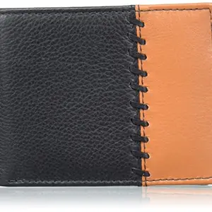 Justrack Tan Black Colour Genuine Leather Wallet (LWM00150)