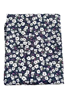 Khushboo Women's Multicolor Printed Crepe Unstitched Fabric (5 Meters) for Kurti, Gown, Skirts, Shirts, and Palazzo Dressmaking (Navy Blue)