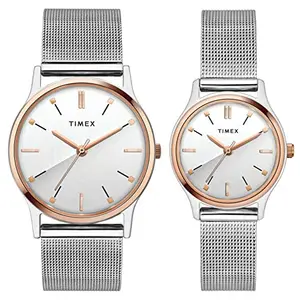TIMEX Stainless Steel Unisex Analog Silver Dial Pair'S Smart Watch - Tw00Pr271