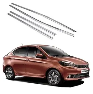 ROSHNEER Car Window Lower Garnish Stainless Steel Chrome Finish Exterior Compatible for TATA TIGOR Model 2019 Type-1 Set of 4 PCS