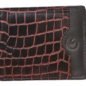 OOof Leather Wallet for Men I Ultra Strong Stitching I 6 Credit Card Slots I 2 Currency Compartments I 1 Coin Pocket I Slim Wallet I Croco Brown I Qty 1