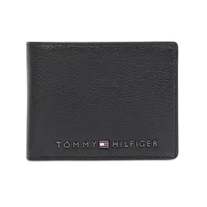 Tommy Hilfiger Men Leather Slimfold Wallet - Black, (Clova) No. of Card Slot : 8