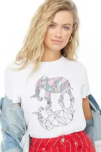 Epiko Graphic Elephant Printed Trendy Womens Oversized Tshirt | Cute Stylish Womens Tshirt