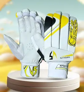 VS SPORTS Right-Hand Cricket Batting Gloves for Men/Adults | Comfortable Fit Leather Cricket Batting Gloves Yellow, Black & White