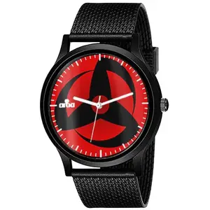 AROA Watch for Sharingan Model : 1260 Black Metal Analog Black Strap Watch Red Dial Stylish Watch for Boys