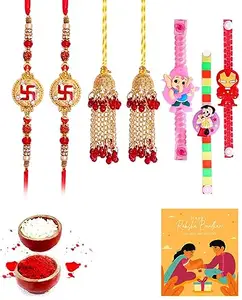 Clocrafts Bhaiya Bhabhi and Kids Rakhi Set/Rakhi For Brother and Bhbhi - 2BB3KS168