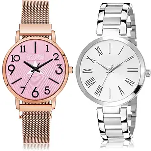 NEUTRON Wrist Analog Pink and Silver Color Dial Women Watch - GM244-G300 (Pack of 2)