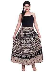 Kanika Fashion Radhe Collection Jaipuri Rajasthani Printed Cotton Maxi Fashion Skirts (Multicolor)
