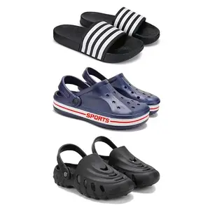 Lightweight Classic SliderSandals with Clogs for Men-Combo(3)-3024-3069-3138-9 Black-1068