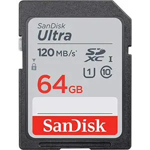 SanDisk Ultra SDXC UHS-I Card 64GB 120MB/s R, for DSLR Cameras, for Full HD Recording, 10Y Warranty