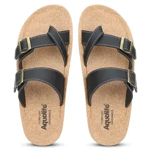 Aqualite Men's Classic Cushion Sliders/Slippers with Adjustable Buckle Strap for Adult Comfortable & LightWeight |Stylish & Anti-Skid| Waterproof & Everyday Flip Flops