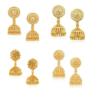 VFJ VIGHNAHARTA FASHION JEWELLERY Vighnaharta 1gm Gold Plated alloy Jhumki Earring Combo set valentine day gift valentineday gift for her gift for him gift for women gift for men love gift gifts ValentinesDay2023 for Women and Girls - (Pack of- 4 Pair Jhumka)