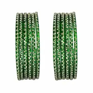 Srijman Crystal Stone Studded Bangles Set for Women – Set of 12, Multicolour, Sizes 2.4 to 2.8, Designer Traditional Chudi