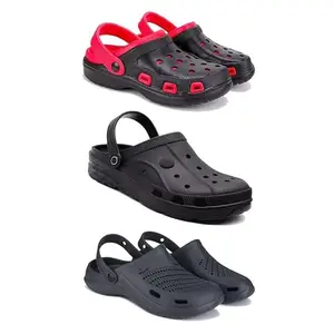 DRACKFOOT-Lightweight Classic Clogs || Sandals with Slider Adjustable Back Strap for Men-Combo(5)-3017-3095-3146-10 Black
