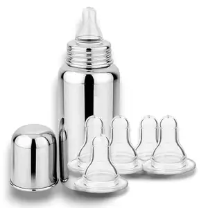 RB POINT Best Stainless Bottles for Newborns Stainless Steel Baby Feeding Bottle, Milk Feeding, Water Feeding(1 Bottle, 5 niple)
