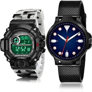 NIKOLA Formal Analog and Digital White and Black Color Dial Men Watch - BC23-(65-S-10) (Pack of 2)