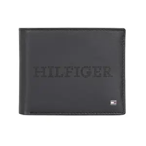 Tommy Hilfiger Men Leather Global Coin Wallet - Black, (Zaros)
