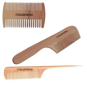 C I Black Boom Neem Wooden Hair Comb Healthy Haircare For Men & Women | Co1, Co3 and Co4