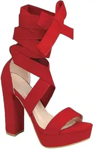 GLO GLAMP Women's Fancy And Stylish Sandal for Women's And Girls Fashion Sandal Latest Style (RED, 3)