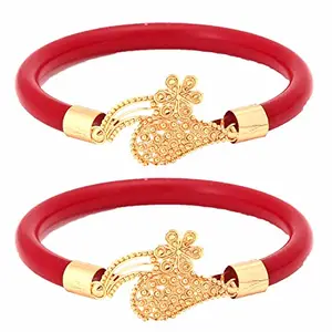 BOVZEN Gold Plated Plastic Bengali Red Bangle Set of 2 (2-6)