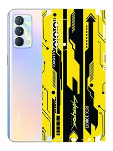 AtOdds - Realme GT Master Edition Mobile Back Skin Rear Screen Guard Protector Film Wrap with Camera Protector (Coverage - Back+Camera+Sides) (Yellow Cyberpunk)