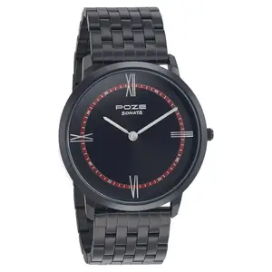 Visit the Sonata Store Sonata Poze Quartz Analog Black dial Metal Strap Watch for Men-SP70006NM01