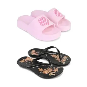 DRACKFOOT-Premium Comfortable Regular Wear Slider for Women with Stylish Flats Fashion Slippers for women's & Girls Combo-O17-O20-5