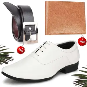 Attractive Formal Shoes/Party Shoes/Shoes Combo with Free Wallet & Belt for Men and Boys (BAZAAR6949_RT-Tan-1006) Multicolor