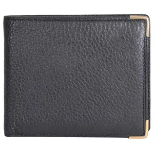 Leatherman Fashion LMN Genuine Leather Black Unisex Wallet(4 Card Slot)