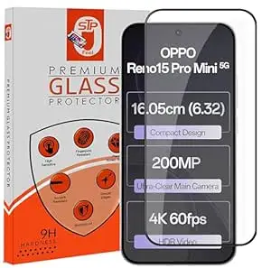STP FEEL Premium Tempered Glass Screen Protector Guard Compatible For Oppo Reno 15 Pro Mini 5G (6.32 Inch, Pack of 1) | Edge to Edge Coverage With Easy to installation kit for Smartphone