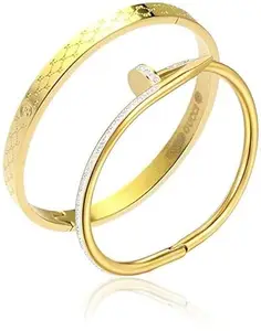 MYKI Transfixing Gorgeous Kada & Diamond Nail Combo Bracelet For Women & Girls