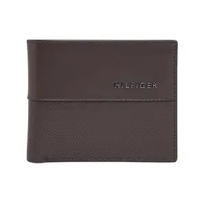 TOMMY HILFIGER Leather Wallet for Men, Global Coin Wallet, Tuxtla, Brown