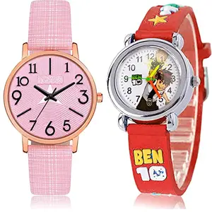 NEUTRON Unique Analog Pink and White Color Dial Women Watch - GM348-GC117 (Pack of 2)