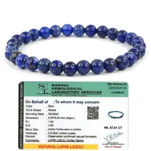 BKJ Reiki Healing Product Certified Natural Lapis Lazuli Crystal Bracelet Boost Intuition, Spiritual Protection, Inner Wisdomfor Good Luck, Love, Abundance, Healing and Meditation (6 MM Women/Men)