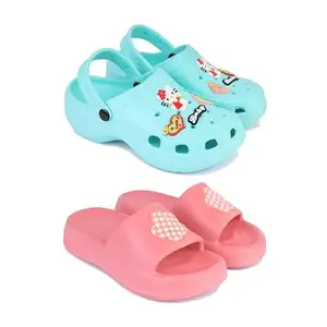 WINGSCRAFT-Premium Comfortable Regular Wear Women Clogs with Slider Sandal for Women's & Girls-Combo(2)-OO9-O15-6 Pink
