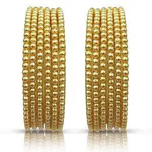 BANGLESKART Glass Bangle Set, Handmade Bangles, for Women's, (golden, 2.8)