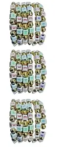 MOOLYAVAAN PRODUCTS Colorful AlphabetGolden Beads Elastic Friendship Bands for you and your Friends (Pack of (6)
