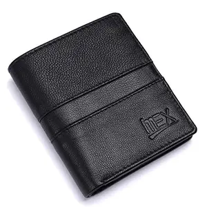 iMEX RFID Protected Stylish Black Genuine Leather Wallet for Men