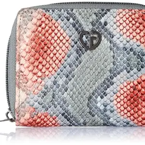 Caprese Hilda Women’s Zip Around Wallet, Small | Snake Print Faux Leather Wallet with Zip Closure | Single Compartment & Card Slots | Elegant Design for Casual & Special Occasions (Rust Brown)