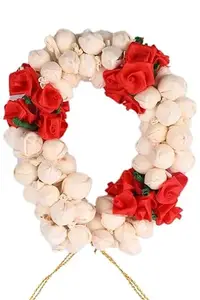 CHRONEX Pack of 1, White Mogra-Red Rose Flower Gajra Floral Bun, Bridal Gajra, Mogra/Rose Flower Gajra