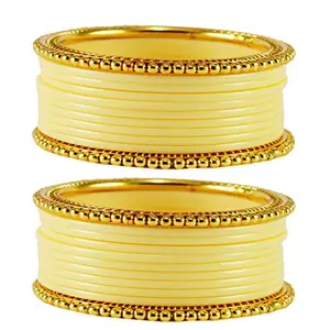 MAYA FASHION Cream Plain Acrylic-Brass Bangle Elegant Extra Large Size Bangle | Perfect Fit for Plus Size banglesTrendy and Comfortable Fit for woman and girls | (Sku-ban1649)