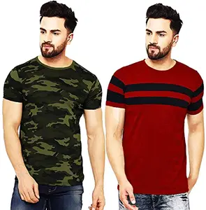 LEOTUDE Men's Regular Fit Camouflage T Shirts (Pack of 2) (Molticolor, Size: 3XL)