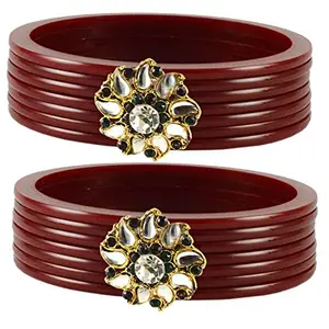 MAYA FASHION Maroon Stone Acrylic-Brass Bangle With Very Extra Large Size Elegant Extra Large Size Bangle | Perfect Fit for Plus Size banglesTrendy and Comfortable Fit for woman and girls | (Sku-ban1779)