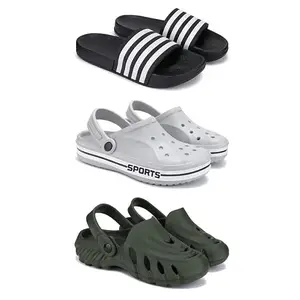 Lightweight Classic SliderSandals with Clogs for Men-Combo(3)-3024-3067-3137-10 Khaki-741