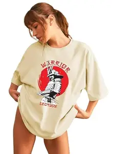 Teamwork (Herbal Tea) Women's Short Sleeve with Round Neck, Oversized Longline Drop Shoulder, Very Trendy Printed, Boho Style T-Shirt (Shirt Skin_193)