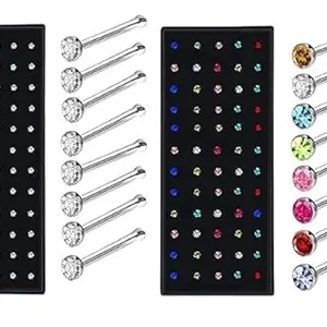120 Pcs Surgical Steel Nose Ring Studs Pins Body Piercing Jewellry Nose Stud Big for Women Stylish.