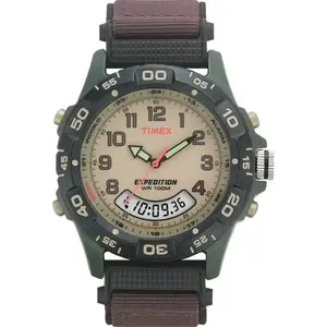 TIMEX Expedition Resin Combo Analog Unisex Watch (White Dial Brown Colored Strap)