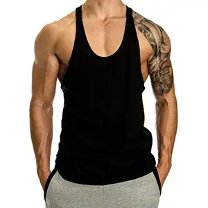 THE BLAZZE 0001 Men's Bodybuilding Gym Solid Color Tank Top Stringers (Small(34"-36"), A - Black)