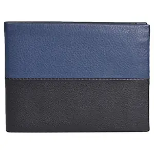 Leatherman Fashion LMN Genuine Leather Black Dark Blue Unisex Wallet 6 Slots